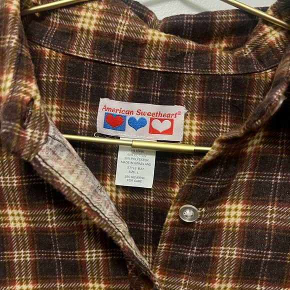 Vintage Lightweight Brown Plaid Button-Up - Picture 3 of 6